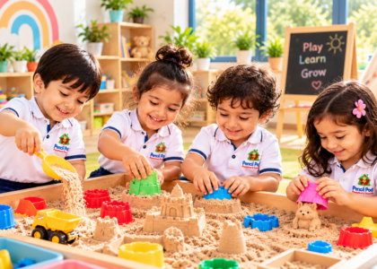 Children enjoying sensory play activities at PencilPod Preschool in Wakad, Pune